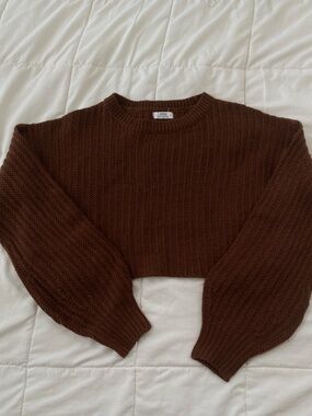 ardene cropped sweater brown